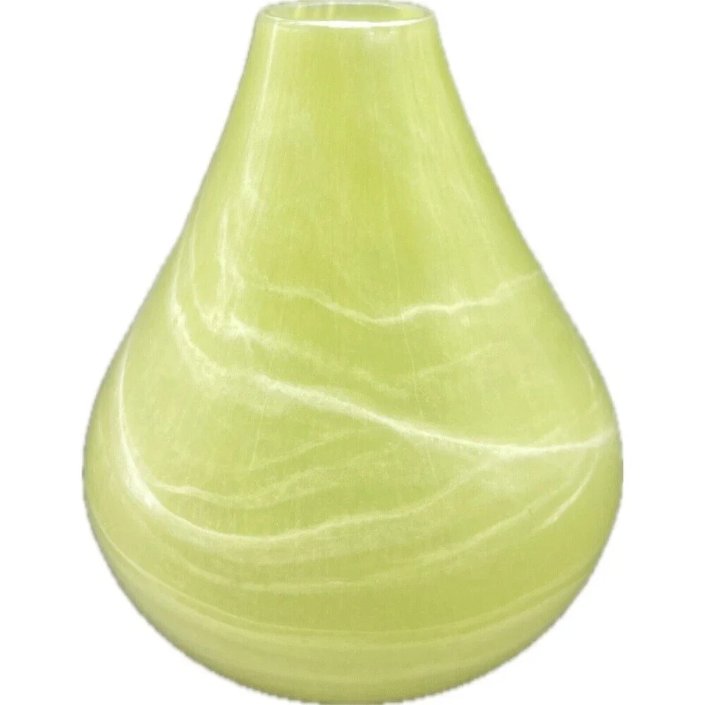 GREEN W/ WHITE Swirl Art Glass Tear Drop Bulb Ando‎ Vase Portugal 8”